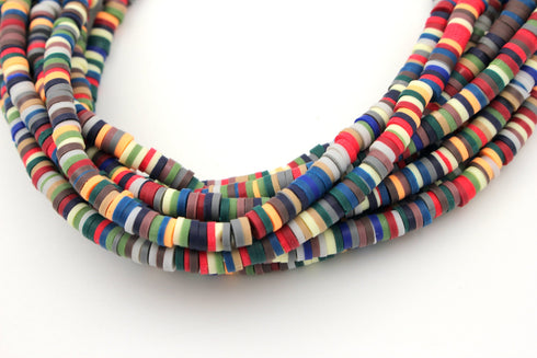 4mm vinyl Heishi beads dark rainbow polymer clay beads